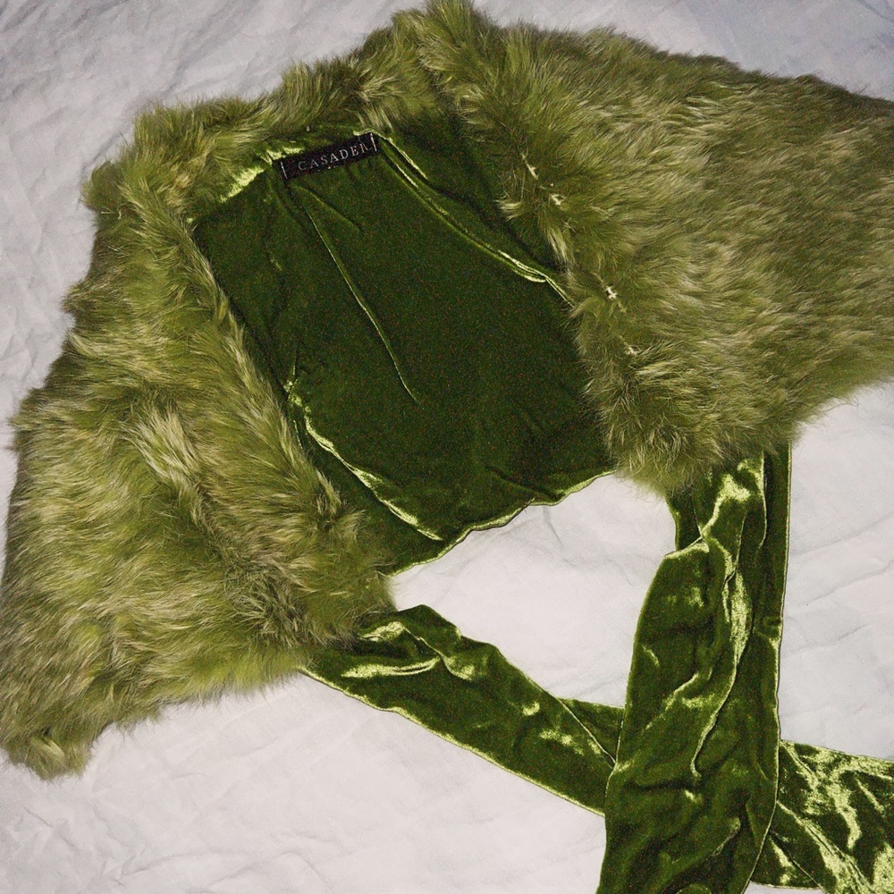 Casadei rabbit fur green dyed stole